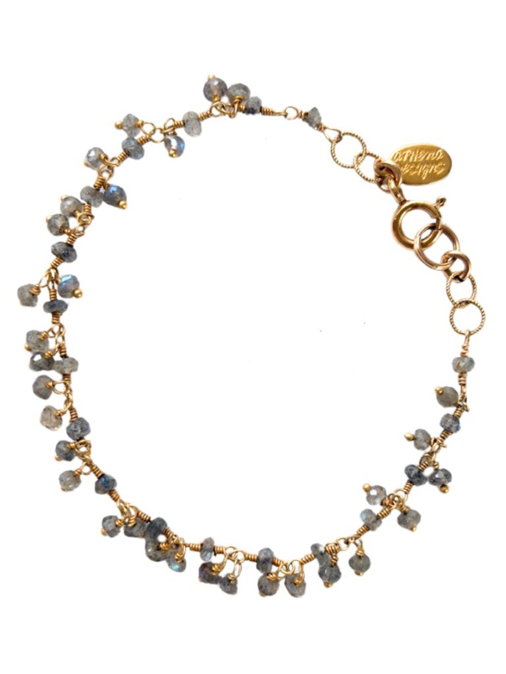 Natural Labradorite 14K Gold Filled Handmade Bracelet Signed Athena Designs